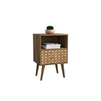 Manhattan Comfort Liberty 1.0 Nightstand, Rustic Brown/3D Brown (203AMC97)-Modern Nightstand for Bedroom or Living Room use.