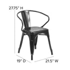 Flash Furniture Metal Indoor/Outdoor Table Set with 2 Arm Chairs, Black (CH31330270BK)-27.75"W x 27.75"D x 29"H/Square
