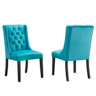 Modway Baronet Performance Velvet Dining Chairs - Blue - 2 Pack-Solid Wood Frame