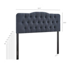 Modway Annabel Premium Linen Blend Full Headboard - Denim-Diamond Button Tufting
