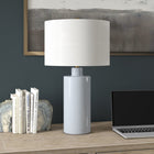 Hudson&Canal Selina 25" Tall Ceramic Table Lamp with Fabric Shade - Smoky Blue/White-Rated for one 60W incandescent bulb - 9W LED bulb, 13W fluorescent (CFL) bulb, or 9W self-ballasted LED bulb, E26-base bulb, Bulb not included
