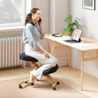 HOMCOM Ergonomic Kneeling Posture Chair for Home Office - Black-Features 2.8 inch (7 cm) cushions and an integrated knee pad for superior comfort