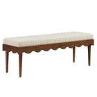 Modway Mirette Scalloped Edge Striped Accent Bench - Oatmeal Stripe-Scalloped Accent Bench