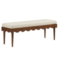 Modway Mirette Scalloped Edge Striped Accent Bench - Oatmeal Stripe-Scalloped Accent Bench
