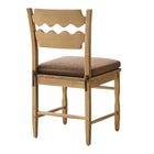 Modway Jax Oak Wood Dining Chair With Wavy Razor Back and Cushion - Weathered Oak Cocoa-Sturdy Side Stretchers