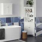 Kleankin Corner Bathroom Cabinet with Double Doors and Adjustable Shelves - White-The corner design can make full use of every space in your home