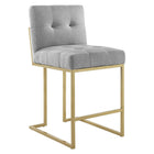Modway Privy Gold Stainless Steel Upholstered Fabric Counter Stool - Gold/Light Grey-Glam Deco Kitchen Counter Stool