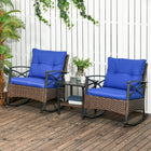 Outsunny 3-Pieces Rocking Chair Set with Padded Cushions-Come with soft padded seat and back cushion provide comfortable seating experience 
