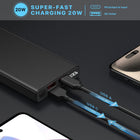 MyBat Pro 10000mAh 20W Power Bank - Black-Recharges in about 1.5 hours via USB-C or Micro USB