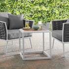 Modway Stance Outdoor Patio Aluminum Side Table - White Natural-Powder-Coated Aluminum Frame