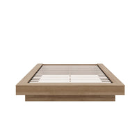 Nexera Marconi Platform Bed Frame - Queen Size - Brown Oak-Sleek Minimalist Design: Modern Oak platform bed crafted from engineered wood for contemporary elegance