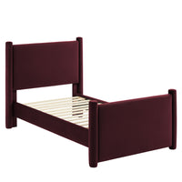 Modway Rael Performance Velvet Twin Platform Bed - Mulberry-Stain-Resistant Performance Velvet Upholstery