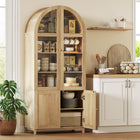 HOMCOM 71" H Tall Arched Kitchen Pantry Cabinet - Oak-Spacious upper cabinet and lower cabinet ensure clutter-free organization 