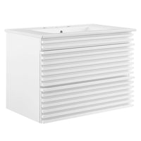 Modway Render 30" Wall-Mount Bathroom Vanity - White-Mid-Century Modern Vanity