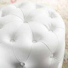 Modway Amour Tufted Button Round Faux Leather Ottoman - White-Faux Leather Upholstery