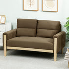 HOMCOM 53" Loveseat Sofa with Solid Wood Legs - Brown-High-strength frame and solid wood legs safely support up to 529 lb./240 kg