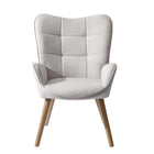 Homy Casa Guest & Reception Chairs - Beige Fabric-Ergonomic wing-back design with lumbar support for added comfort.