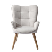 Homy Casa Guest & Reception Chairs - Beige Fabric-Ergonomic wing-back design with lumbar support for added comfort.