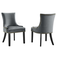 Modway Marquis Performance Velvet Dining Chairs - Grey - 2 Pack-Solid Wood Frame