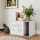 PawHut Cat Litter Box Enclosure House Side Table with Scratching Board-Veneer board allows simple wipe-down cleaning 