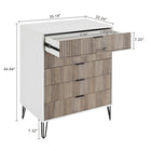 Manhattan Comfort DUMBO Modern Dresser Set and 5-Drawer Tall Dresser Set - White/Grey-Stylish Splayed Gold Metal Legs Adding Seamless Fashion Design and Durability. Leg Height: 7.32 in.