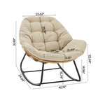 Manhattan Comfort Benson Modern 3-Piece Patio Rocking Chair Set - Cream-Made of High Quality Water Proof Fabric with a UV Resistant Coating