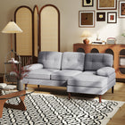 HOMCOM L-Shape Sofa with Right Chaise Lounge and Rubber Wooden Legs - Grey-Seat cushions with spring pack and high-density foam for comfort