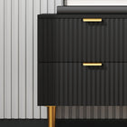 HOMCOM Nightstand, Modern Style with Drawer and Shelf - Black-Adjustable foot pads assure stability on uneven floors