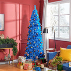 HOMCOM 7' Artificial Christmas Tree with Auto Open - Blue-Realistic plastic branches give a full and lush look to the tree 