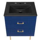 Modway Daybreak 24" Bathroom Vanity - Blue/Black-DURABLE VANITY - This vanity is crafted with rubberwood, MDF, and particleboard with a matte finish and is complete with a ceramic sink with an integrated countertop and 8" centerset faucet holes