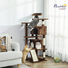 PawHut 54" H Cat Tree with Two Cat Condos - Light Brown-Includes scratching posts and ramp for natural clawing instincts 