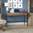 Hudson&Canal Nolan 48" Writing Desk - Antiqued Grey Oak-Crafted from sturdy steel and durable MDF and PVC materials in a black finish