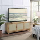 Manhattan Comfort Sheridan Mid-Century Modern TV Stand, Bookcase, Sideboard and End Table - Nature - Set of 4-Sideboard and TV Stand include Grommets for Cable and Wire Management with Recommendation for a 55" TV Screen