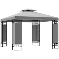 Outsunny 10 ft W x 10 ft L Canopy Gazebo - Double Roof Outdoor Gazebo - Light Grey-Double-top design enhances air circulation, keeping the area cool