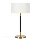 Hudson&Canal Simone 25" Tall 2-Light Table Lamp with Fabric Shade - Black/Brass/White-Paired with a white drum fabric shade