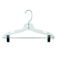 Eddie's Children's 12" Plastic Suit Hangers with Clips - Clear - 100 Pack-Children's Plastic Suit Hangers