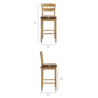 Modway Jax Oak Wood Bar Stool With Wavy Razor Back and Cushion - Weathered Oak Cocoa-Wavy Razor Back