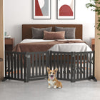 PawHut 4 Panel Foldable Dog Gate with Door - Black-Two additional supports for increased stability 