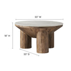 Modway Ellison 33" Round Wood Coffee Table With Marble Top - Walnut-Genuine Marble Tabletop