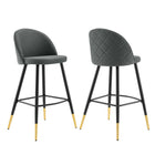 Modway Cordial Fabric Bar Stools - Gray - Set of 2-Retro Modern Bar Stools