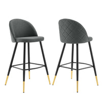 Modway Cordial Fabric Bar Stools - Gray - Set of 2-Retro Modern Bar Stools