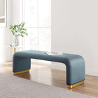 Modway Koda Performance Velvet Waterfall Long Bench - Brass/Cadet Blue-Stain-Resistant Fabric