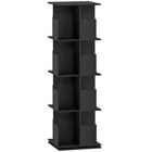 HOMCOM 4 Tier Rotating Bookshelf Tower - Black Wood Grain-Features a 360° rotating base for effortless access to all books