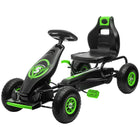 Aosom Kids Pedal Go Kart with Adjustable Seat and Shock Absorption - Green-Inflatable rubber wheels with suspension system 