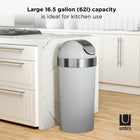 Umbra Venti 16-Gallon (62 L) Trash Can with Swing Top Lid - Grey Steel-Durable & Easy To Maintain: Venti is made of durable polypropylene that is stable and easy to maintain; just wipe it clean with a damp cloth