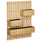 Outsunny Wall-Mounted Trellis with 3 Planter Boxes - 24" L x 6" W x 31.5" H - Natural-Three movable planter boxes allow flexible arrangement of plants 