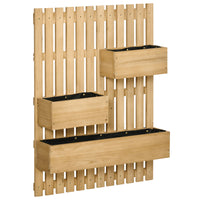 Outsunny Wall-Mounted Trellis with 3 Planter Boxes - 24" L x 6" W x 31.5" H - Natural-Three movable planter boxes allow flexible arrangement of plants 