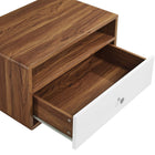 Modway Transmit Wall Mount Nightstand - Walnut White-7