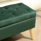 HOMCOM Upholstered Storage Ottoman Bench - Dark Green-Versatile use as footstool, hallway bench, or bed-end enhances decor