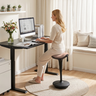 HOMCOM Swivel Standing Backless Wobble Stool Chair with Rocking Motion - Brown-Colour: Brown